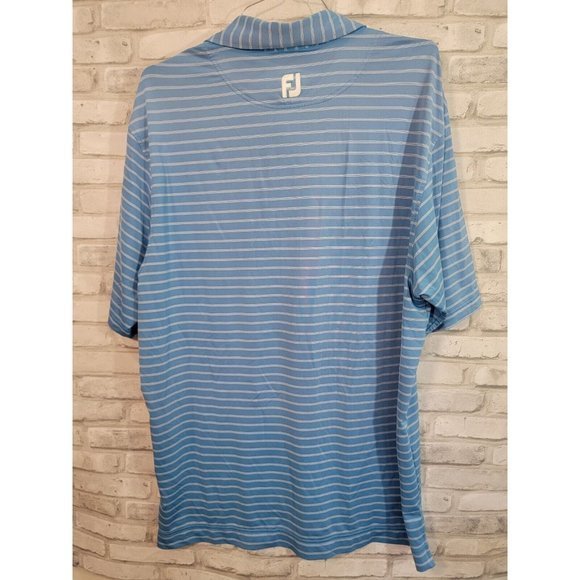 Foot Joy XL Men Short Sleeve Polo Blue White Horizontal Lines The Foundry GC - Picture 8 of 8